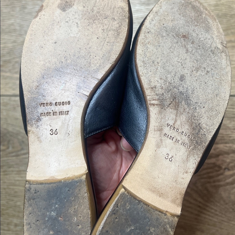 Emerson Fry Black Leather Slides Size 6 - Picture 10 of 10